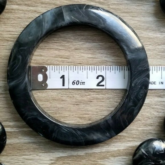 LUCITE MARBLED SAUCER BANGLE BRACELET & NECKLACE - Picture 5 of 8